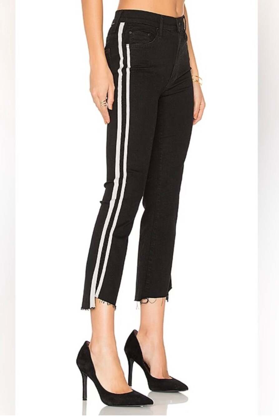 MOTHER Denim The Insider Crop Step Fray Black Guilty Racer size 26